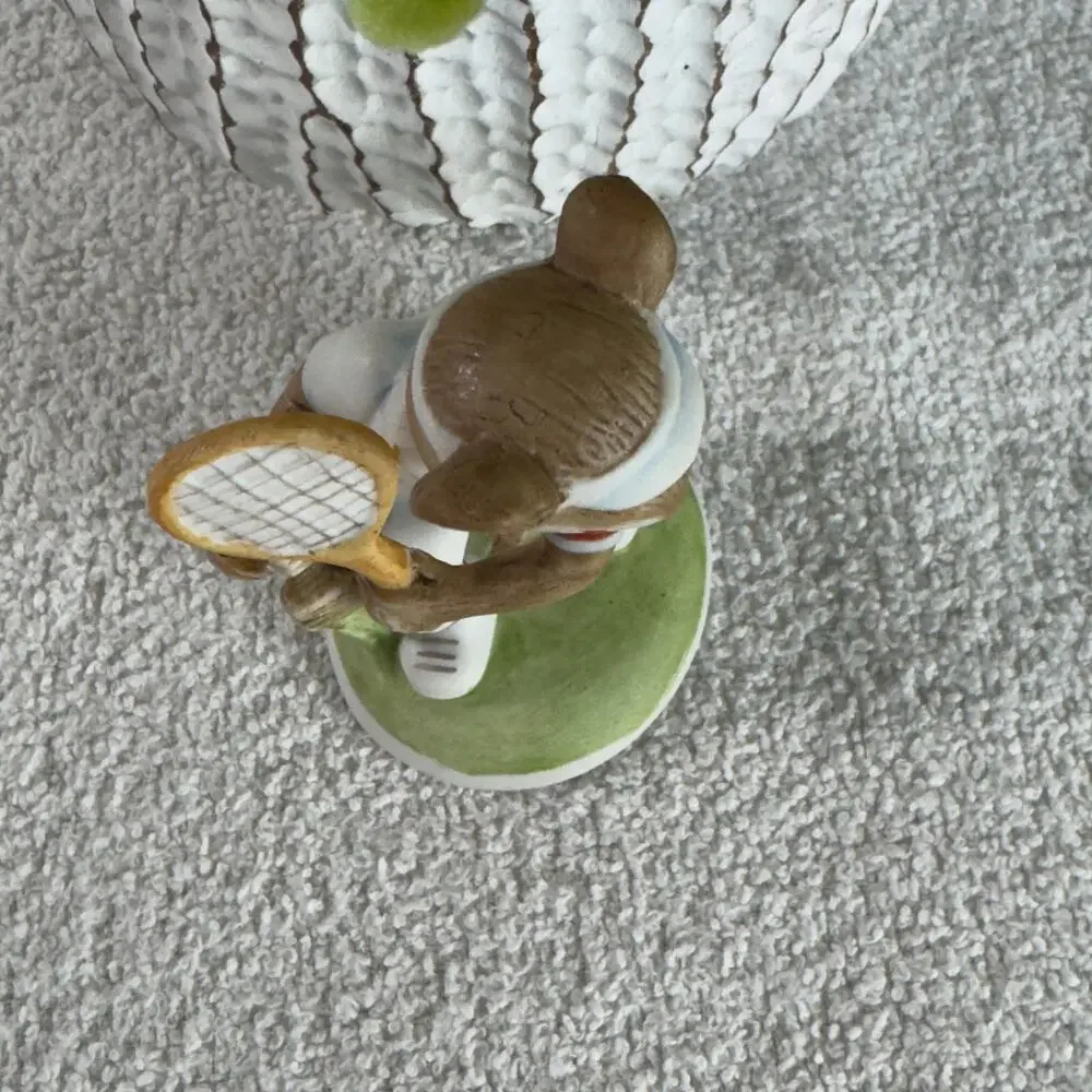 Vintage Lefton Handpainted Anthropomorphic Mice Rollerskating & Tennis Figurines